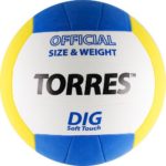 Мяч волейбольный TORRES  Dig, арт. V20145, р.5, синт.кожа (ТПЕ)