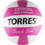 Мяч волейбольный пляжный TORRES  Beach Sand Pink, арт.V30085B, р.5, синт.кожа (ТПУ)