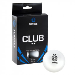 Мячи для настольного тенниса TORRES Club 2** 40+ мм (6 шт. в упаковке)